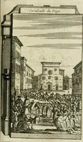 An illustration from Rome moderne : premiére ville de l'Europe : avec toutes ses magnificences et ses delices : nouvellement & très-exactement décrite ... : ce qui est suivi d'une description très-exacte du gouvernement & de l'Etat de Rome, aussi bien que des fonctions publiques du Pape & de tous ceux qui ont des emplois auprès de lui ... : le tout divisé en six tomes (1713)