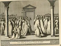 An illustration from Rome moderne : premiére ville de l'Europe : avec toutes ses magnificences et ses delices : nouvellement & très-exactement décrite ... : ce qui est suivi d'une description très-exacte du gouvernement & de l'Etat de Rome, aussi bien que des fonctions publiques du Pape & de tous ceux qui ont des emplois auprès de lui ... : le tout divisé en six tomes (1713)