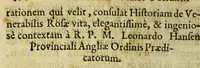 An illustration from Rosa de S. Maria virgo Limensis è Tertio Ordine SS. P. Dominici miræ integritatis raræ innocentiæ summæ perfectionis studiosissima seraphicæ virginis S. Catharinæ Senensis ejusdem ordinis imitatrix, : à S.D.N. Clemente IX. beatarum virginum numero solemni ritu adscripta Romæ in Vaticano M DC LXVIII. XVII. Kal. Maij (1668)