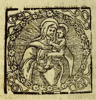 An illustration from Rosa de S. Maria virgo Limensis è Tertio Ordine SS. P. Dominici miræ integritatis raræ innocentiæ summæ perfectionis studiosissima seraphicæ virginis S. Catharinæ Senensis ejusdem ordinis imitatrix, : à S.D.N. Clemente IX. beatarum virginum numero solemni ritu adscripta Romæ in Vaticano M DC LXVIII. XVII. Kal. Maij (1668)