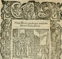 An illustration from Rosario della gloriosa Vergine Maria : con le stationi, & indulgentie delle chiese di Roma per tutto l'anno : di nuouo stampato, & ricorretto con nuoue & belle figure adornato (1591)