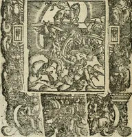 An illustration from Rosario della gloriosa Vergine Maria : con le stationi, & indulgentie delle chiese di Roma per tutto l'anno : di nuouo stampato, & ricorretto con nuoue & belle figure adornato (1591)