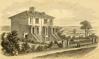 An illustration from Rudimentary treatise on the erection of dwelling-houses : illustrated by a perspective view, plans, elevations, and sections of a pair of semi-detached villas with the specification, quantities, and estimates and every requisite detail, in sequence, for their construction and finishing / by S.H. Brooks. (1874)