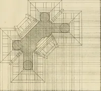 An illustration from Rules and examples of perspective proper for painters and architects, etc. in English and Latin :‡bcontaining a most easie and expeditious method to delineate in perspective all designs relating to architecture, after a new manner, wholly free from the confusion of occult lines /‡cby that great master thereof, Andrea Pozzo, Soc. Jef. engraven in 105 ample folio plates, and adorn'd with 200 initial letters to the explanatory discourses ; printed from copper-plates ony best paper by John Sturt ; done into English from the original printed at Rome 1693 in Lat. and Ital. by Mr John James of Greenwich (1693)