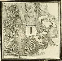 An illustration from Rules and examples of perspective proper for painters and architects, etc. in English and Latin :‡bcontaining a most easie and expeditious method to delineate in perspective all designs relating to architecture, after a new manner, wholly free from the confusion of occult lines /‡cby that great master thereof, Andrea Pozzo, Soc. Jef. engraven in 105 ample folio plates, and adorn'd with 200 initial letters to the explanatory discourses ; printed from copper-plates ony best paper by John Sturt ; done into English from the original printed at Rome 1693 in Lat. and Ital. by Mr John James of Greenwich (1693)