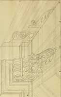 An illustration from Rules and examples of perspective proper for painters and architects, etc. in English and Latin :‡bcontaining a most easie and expeditious method to delineate in perspective all designs relating to architecture, after a new manner, wholly free from the confusion of occult lines /‡cby that great master thereof, Andrea Pozzo, Soc. Jef. engraven in 105 ample folio plates, and adorn'd with 200 initial letters to the explanatory discourses ; printed from copper-plates ony best paper by John Sturt ; done into English from the original printed at Rome 1693 in Lat. and Ital. by Mr John James of Greenwich (1693)