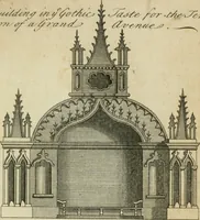 An illustration from Rural architecture in the Gothick taste : being twenty new designs, for temples, garden-seats, summer-houses, lodges, terminies, piers, &c. : on sixteen copper plates : with instructions to workmen, and hints where with most advantage to be erected (1752)