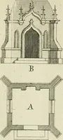 An illustration from Rural architecture in the Gothick taste : being twenty new designs, for temples, garden-seats, summer-houses, lodges, terminies, piers, &c. : on sixteen copper plates : with instructions to workmen, and hints where with most advantage to be erected (1752)