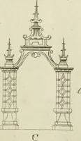 An illustration from Rural architecture in the Gothick taste : being twenty new designs, for temples, garden-seats, summer-houses, lodges, terminies, piers, &c. : on sixteen copper plates : with instructions to workmen, and hints where with most advantage to be erected (1752)
