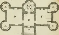 An illustration from Rural architecture in the Gothick taste : being twenty new designs, for temples, garden-seats, summer-houses, lodges, terminies, piers, &c. : on sixteen copper plates : with instructions to workmen, and hints where with most advantage to be erected (1752)