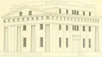 An illustration from Rural architecture: consisting of classic dwellings, Doric, Ionic, Corinthian and Gothic, and details connected with each of the orders; embracing plans, elevations parallel and perspective, specifications, estimates, framing, etc. for private houses and churches. Designed for the United States of America (1843)