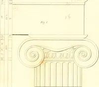 An illustration from Rural architecture: consisting of classic dwellings, Doric, Ionic, Corinthian and Gothic, and details connected with each of the orders; embracing plans, elevations parallel and perspective, specifications, estimates, framing, etc. for private houses and churches. Designed for the United States of America (1843)