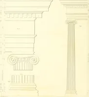 An illustration from Rural architecture: consisting of classic dwellings, Doric, Ionic, Corinthian and Gothic, and details connected with each of the orders; embracing plans, elevations parallel and perspective, specifications, estimates, framing, etc. for private houses and churches. Designed for the United States of America (1843)