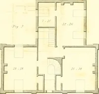 An illustration from Rural architecture: consisting of classic dwellings, Doric, Ionic, Corinthian and Gothic, and details connected with each of the orders; embracing plans, elevations parallel and perspective, specifications, estimates, framing, etc. for private houses and churches. Designed for the United States of America (1843)