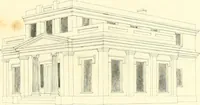 An illustration from Rural architecture: consisting of classic dwellings, Doric, Ionic, Corinthian and Gothic, and details connected with each of the orders; embracing plans, elevations parallel and perspective, specifications, estimates, framing, etc. for private houses and churches. Designed for the United States of America (1843)