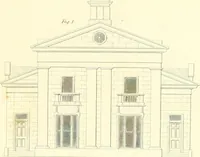 An illustration from Rural architecture: consisting of classic dwellings, Doric, Ionic, Corinthian and Gothic, and details connected with each of the orders; embracing plans, elevations parallel and perspective, specifications, estimates, framing, etc. for private houses and churches. Designed for the United States of America (1843)
