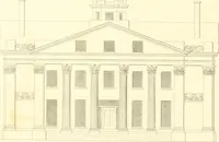 An illustration from Rural architecture: consisting of classic dwellings, Doric, Ionic, Corinthian and Gothic, and details connected with each of the orders; embracing plans, elevations parallel and perspective, specifications, estimates, framing, etc. for private houses and churches. Designed for the United States of America (1843)