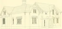 An illustration from Rural architecture: consisting of classic dwellings, Doric, Ionic, Corinthian and Gothic, and details connected with each of the orders; embracing plans, elevations parallel and perspective, specifications, estimates, framing, etc. for private houses and churches. Designed for the United States of America (1843)