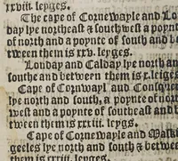 An illustration from The rutter of the sea : with the hauens, rodes, soundings, kennings, windes, floods, and ebbes, daungers and coastes of diuers regions with the lawes of the Ile of Auleron, and y[e] iudgements of the sea. With a rutter of the north added to the same (1567)