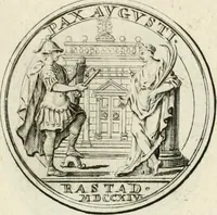 An illustration from Sacrae Caes. Mai. consiliarii, & rei antiquae, nec non feriundis numismatibus praefecti Caroli Gustavi Heraei Inscriptiones et symbola varii argumenti (1721)