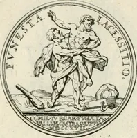 An illustration from Sacrae Caes. Mai. consiliarii, & rei antiquae, nec non feriundis numismatibus praefecti Caroli Gustavi Heraei Inscriptiones et symbola varii argumenti (1721)