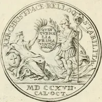 An illustration from Sacrae Caes. Mai. consiliarii, & rei antiquae, nec non feriundis numismatibus praefecti Caroli Gustavi Heraei Inscriptiones et symbola varii argumenti (1721)