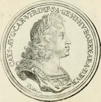 An illustration from Sacrae Caes. Mai. consiliarii, & rei antiquae, nec non feriundis numismatibus praefecti Caroli Gustavi Heraei Inscriptiones et symbola varii argumenti (1721)