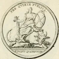 An illustration from Sacrae Caes. Mai. consiliarii, & rei antiquae, nec non feriundis numismatibus praefecti Caroli Gustavi Heraei Inscriptiones et symbola varii argumenti (1721)