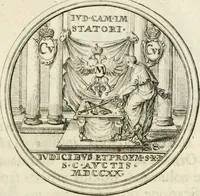 An illustration from Sacrae Caes. Mai. consiliarii, & rei antiquae, nec non feriundis numismatibus praefecti Caroli Gustavi Heraei Inscriptiones et symbola varii argumenti (1721)