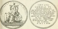 Picture 34 of 76 from Sacrae Caes. Mai. consiliarii, & rei antiquae, nec non feriundis numismatibus praefecti Caroli Gustavi Heraei Inscriptiones et symbola varii argumenti (1721), leaf 76