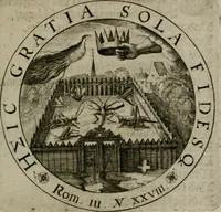 An illustration from Sacra emblemata LXXVI : in quibus summa unius cuiusq[ue] evangelii rotunde adumbratur : das ist, Sechsundsibentzig geistliche figürlein in welchen eines ieder evangelij summa kürtzlichen wird abgebildet (1625)