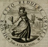 An illustration from Sacra emblemata LXXVI : in quibus summa unius cuiusq[ue] evangelii rotunde adumbratur : das ist, Sechsundsibentzig geistliche figürlein in welchen eines ieder evangelij summa kürtzlichen wird abgebildet (1625)