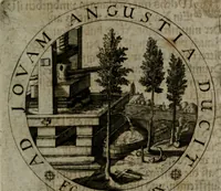 An illustration from Sacra emblemata LXXVI : in quibus summa unius cuiusq[ue] evangelii rotunde adumbratur : das ist, Sechsundsibentzig geistliche figürlein in welchen eines ieder evangelij summa kürtzlichen wird abgebildet (1625)