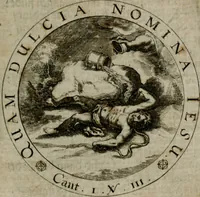 An illustration from Sacra emblemata LXXVI : in quibus summa unius cuiusq[ue] evangelii rotunde adumbratur : das ist, Sechsundsibentzig geistliche figürlein in welchen eines ieder evangelij summa kürtzlichen wird abgebildet (1625)