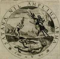 An illustration from Sacra emblemata LXXVI : in quibus summa unius cuiusq[ue] evangelii rotunde adumbratur : das ist, Sechsundsibentzig geistliche figürlein in welchen eines ieder evangelij summa kürtzlichen wird abgebildet (1625)