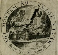 An illustration from Sacra emblemata LXXVI : in quibus summa unius cuiusq[ue] evangelii rotunde adumbratur : das ist, Sechsundsibentzig geistliche figürlein in welchen eines ieder evangelij summa kürtzlichen wird abgebildet (1625)