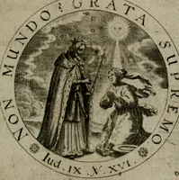 An illustration from Sacra emblemata LXXVI : in quibus summa unius cuiusq[ue] evangelii rotunde adumbratur : das ist, Sechsundsibentzig geistliche figürlein in welchen eines ieder evangelij summa kürtzlichen wird abgebildet (1625)