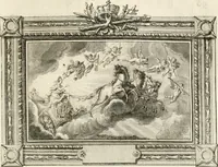 An illustration from Sacre et couronnement de Louis XVI roi de France et de Navarre à Rheims, le 11 juin 1775 : précédé de Recherches sur le sacre des rois de France, depuis Clovis jusqu'a Louis XV : et suivi d'un Journal historique de ce qui s'est passé a cette auguste cérémonie : enrichi d'un très-grand nombre de figures en taille-douce, gravées par le sieur Patas, avec leurs explications (1775)