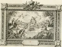 An illustration from Sacre et couronnement de Louis XVI roi de France et de Navarre à Rheims, le 11 juin 1775 : précédé de Recherches sur le sacre des rois de France, depuis Clovis jusqu'a Louis XV : et suivi d'un Journal historique de ce qui s'est passé a cette auguste cérémonie : enrichi d'un très-grand nombre de figures en taille-douce, gravées par le sieur Patas, avec leurs explications (1775)