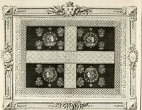 An illustration from Sacre et couronnement de Louis XVI roi de France et de Navarre à Rheims, le 11 juin 1775 : précédé de Recherches sur le sacre des rois de France, depuis Clovis jusqu'a Louis XV : et suivi d'un Journal historique de ce qui s'est passé a cette auguste cérémonie : enrichi d'un très-grand nombre de figures en taille-douce, gravées par le sieur Patas, avec leurs explications (1775)