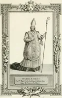 Picture 64 of 95 from Sacre et couronnement de Louis XVI roi de France et de Navarre à Rheims, le 11 juin 1775 : précédé de Recherches sur le sacre des rois de France, depuis Clovis jusqu'a Louis XV : et suivi d'un Journal historique de ce qui s'est passé a cette auguste cérémonie : enrichi d'un très-grand nombre de figures en taille-douce, gravées par le sieur Patas, avec leurs explications (1775), leaf 306