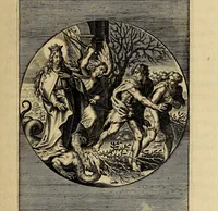 An illustration from Sacrum Oratorium piarum imaginum Immaculatae Mariae et animae creatae ac baptismo, poenitentia, et eucharistia innouatae : ars noua bene viuendi et moriendi, sacris piarum imaginum emblematis figurata & illustrata (1634)