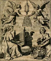 An illustration from Sacrvm oratorivm piarvm imaginvm immacvlatae Mariae et animae creatae : ac baptismo, poenitentia, et evcharistia innovatae : ars nova bene vivendi et moriende, sacris piarum imaginum emblematis figurata & illustrata (1634)