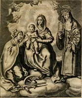 An illustration from Sacrvm oratorivm piarvm imaginvm immacvlatae Mariae et animae creatae : ac baptismo, poenitentia, et evcharistia innovatae : ars nova bene vivendi et moriende, sacris piarum imaginum emblematis figurata & illustrata (1634)