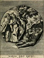 Picture 22 of 120 from Sacrvm oratorivm piarvm imaginvm immacvlatae Mariae et animae creatae : ac baptismo, poenitentia, et evcharistia innovatae : ars nova bene vivendi et moriende, sacris piarum imaginum emblematis figurata & illustrata (1634), leaf 70