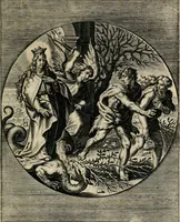 An illustration from Sacrvm oratorivm piarvm imaginvm immacvlatae Mariae et animae creatae : ac baptismo, poenitentia, et evcharistia innovatae : ars nova bene vivendi et moriende, sacris piarum imaginum emblematis figurata & illustrata (1634)