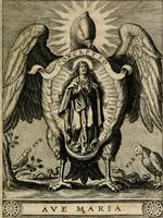 Picture 25 of 120 from Sacrvm oratorivm piarvm imaginvm immacvlatae Mariae et animae creatae : ac baptismo, poenitentia, et evcharistia innovatae : ars nova bene vivendi et moriende, sacris piarum imaginum emblematis figurata & illustrata (1634), leaf 90