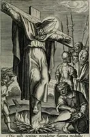 An illustration from Sacrvm sanctvarivm crvcis et patientiae crvcifixorvm et crvciferorvm, emblematicis imaginibvs laborantivm et aegrotantivm ornatvm: artifices gloriosi novae artis bene vivendi et moriendi (1634)