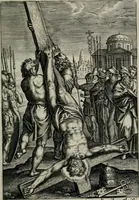 Picture 13 of 43 from Sacrvm sanctvarivm crvcis et patientiae crvcifixorvm et crvciferorvm, emblematicis imaginibvs laborantivm et aegrotantivm ornatvm: artifices gloriosi novae artis bene vivendi et moriendi (1634), leaf 44