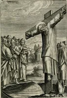 An illustration from Sacrvm sanctvarivm crvcis et patientiae crvcifixorvm et crvciferorvm, emblematicis imaginibvs laborantivm et aegrotantivm ornatvm: artifices gloriosi novae artis bene vivendi et moriendi (1634)